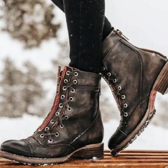 Freebird Liverpool Boot Size 9 RED ZIPPER Distressed Brown - Picture 9 of 11